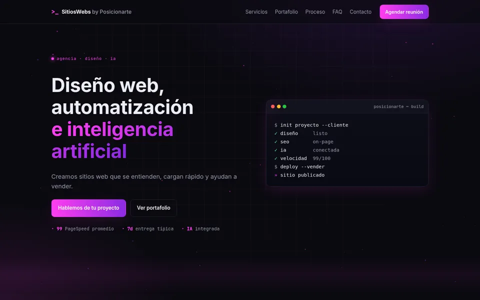 Captura del proyecto SitiosWebs